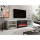 Bim Furniture - Salon Meuble tv avec cheminée noir rollo cm 200x33x48.5h blanc mat