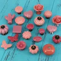 1PCS Ceramic Cabinet Knob Kitchen Cupboard door Furniture Drawer Handles Pulls Pink Heart flower