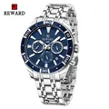 New Design REWARD VIP Business Watches for Men Stainless Quartz Wristwatches Waterproof Chronograph