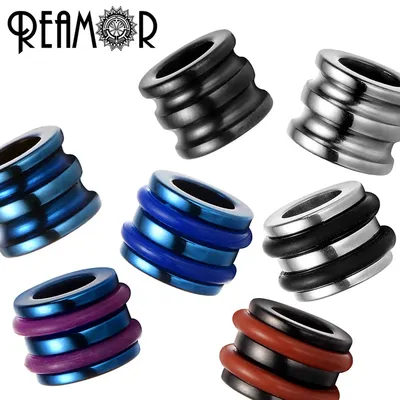 REAMOR 10 stücke Blau Metall Edelstahl 6mm Loch Multi-ring Spacer Perlen für Armband Paracord Messer