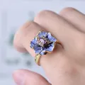 Klassische Damen Blümchen Schmuck Geburtstag Vorschlag Datum Verlobung Hochzeit Blumen Kristall Ring