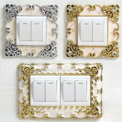 Wandaufkleber, Schalteraufkleber, Gold- und Silber-Lichtschalterabdeckung, Einzel- und Doppel-Surround-Steckdosenrand, Rosenkante, Heimdekoration Image
