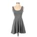 Enough About Me Casual Dress - A-Line: Gray Stripes Dresses - Women's Size Small