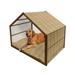 Retro Pet House Grungy Look Print with Perpendicularly Interlocking Circles and 4 Leaf Plants Outdoor & Indoor Portable Dog Kennel with Pillow and Cover 5 Sizes Caramel and Tan by Ambesonne