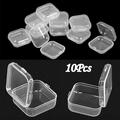 Yuri 10pcs Mini Plastic Storage Box For Jewelry Hooks Earplugs Holder Container Case
