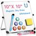 Small Dry Erase Board 10 x 10 White Board with Stand Double-Sided Desktop WhiteBoard Portable Magnetic Mini Chalk Board for Office Home