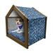 Pastel Pet House Tropical Hawaiian Pineapple in Blue Shades Hipster Exotic Summer Fantasy Outdoor & Indoor Portable Dog Kennel with Pillow and Cover 5 Sizes Dark Blue Pale Blue by Ambesonne