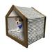 Anchor Pet House Horizontal Stripes Nautical Marine Cruise Ocean Trip Outdoor & Indoor Portable Dog Kennel with Pillow and Cover 5 Sizes Sand Brown White by Ambesonne