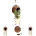 Cheers.US Hanging Bird House with Ladder Shell Bird Nest Coconut Shell Parrot Birds Nest Fixed Toys for Hamster Bird Cage Accessories Pet Bird Supplies