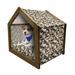 Camouflage Pet House Abstract Style in Various Shades of Brown Pattern Camouflage Motif Outdoor & Indoor Portable Dog Kennel with Pillow and Cover 5 Sizes Pale Caramel Tan Black by Ambesonne