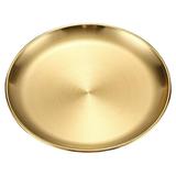 12 inch Stainless Steel Tray Round Serving Platter Plate Stainless Steel Plates Serving Platters Barbecue Tool Sets Dishes Thicken Dessert Tray Stainless Steel Dish Fine