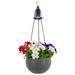 Hanging Planter with Solar LED Light - Hanging Flower Basket With Self Watering Anti Rot Sturdy Wicker Plastic & Weatherproof - For Flowers & Plants Indoor & Outdoor - Gray