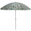 6.5Ft Outdoor Beach Umbrella With Sand Anchor And UV50 Sun Protection Lightweight & Portable Perfect For Beach Camping Sports Pool Gardens And Balcony Plant Print Design No Tilt