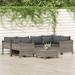 7 Piece Patio Set with Cushions Gray Poly Rattan