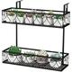 Balcony Flower Stand Rack With/ Adjustable & 2 Planter Baskets Patio Railing Shelf Plant s Holder Metal Hanging Planter For Outdoor Windows Porch Fence
