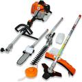 4 in 1 Trimming Tool Set Gas Powered Garden Tool Set 2-Cycle Full Crank Shaft Garden Tool System with Gas Pole Saw Hedge Trimmer Grass Trimmer and Brush Cutter for Tree Trimming