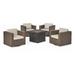Noble House Puerta Outdoor Swivel Club Chair and Fire Pit Set in Brown