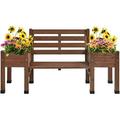 74X38x23in Raised Garden Bed With 2 Side Elevated Planter Boxes Horticulture Raised Plant Container With Seat For Garden Patio Backyard Deck