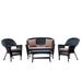 Afuera Living 4pc Wicker Conversation Set in Black with Cococa Brown Cushions