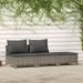 3 Piece Patio Set with Cushions Gray Poly Rattan