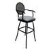 Outdoor Patio Swivel Counter 26 Stool - Adelle - Coco Taupe - black frame