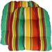 Indoor Outdoor Set Of 2 U-Shape Wicker Tufted Seat Cushions (Large Bright Colorful Stripe)