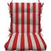 Indoor Outdoor Tufted High Back Chair Cushion Choose Color (Red White Stripe)