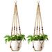 Holzlrgus Macrame Plant Hanger Indoor Jute Hanging Planter Basket with Wood Beads Decorative Flower Pot Holder No Tassels for Indoor Outdoor Boho Home Decor 35 Inch Brown Set of 2(NOT Included)