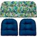 Indoor Outdoor 3 Piece Tufted Wicker Cushion Set (Large Vida Opal Blue Pineapple Royal Blue)