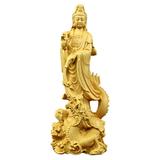 Kwan-yin Statue Chinese Carving Crafts Temple Ornament Wooden Decoration