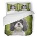 FMSHPON 3 Piece Bedding Set Green Dog Shih Tzu Canine Grass Grey White Outdoors Twin Size Duvet Cover with 2 Pillowcase for Home Bedding Room Decoration