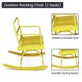 HOMEFAN Outdoor Patio Rocking Chair 2-Person wooden Rocking Chair with Star Design Outdoor/Indoor Rocking Chair Patio Rocking Chair with Wide Curved Seats for Patio Backyard Garden Yellow