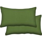 Indoor/Outdoor Textured Artichoke Green Lumbar Toss Pillow: Recycled Fiberfill Weather Resistant Comfortable and Stylish Pack of 2 Pillows for Patio Furniture: 21 W x 12 L