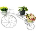 Bilot Tricycle Plant Stand Flower 3 Pots Cart Holder Planter Rack Patio Stand Holder Displaying Plants Flowers Parisian Style Plant Stand Ideal for Home Garden Yard Outdoor (White)