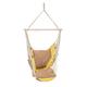 Sereno Hammock Chair Hanging Porch Swing Chair Outdoor Indoor Hammock Swing Chair Lounger for Bedroom Patio Hanging Hammock Chair Swing with Footrest Swinging Hammock Chair - Yellow and Brown