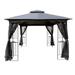 10x10 Outdoor Patio Gazebo Canopy Tent With Ventilated Double Roof And Mosquito net(Detachable Mesh Screen On All Sides) Suitable for Lawn Garden Backyard and Deck Gray Top