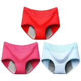 PMUYBHF Underwear Women Thong Women S 3Pc Menstrual Underwear For Women Lace Panties Briefs Mid Waist Briefs Lace Women S Underwear 10.99