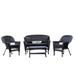 Afuera Living 4pc Wicker Conversation Set in Black with Black Cushions