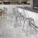 Grade 24 H Silver Metal Indoor-Outdoor Counter Height Stool W/ Back