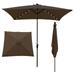 Cterwk 10 x 6.5t Rectangular Patio Umbrella Solar LED Lighted Outdoor Market Table Waterproof Umbrellas Sunshade with Crank and Push Button Tilt