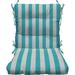 Indoor Outdoor Tufted High Back Chair Cushion Choose Color (Cancun White Stripe)