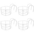 Nvzi 4 Pack Round Hanging Railing Planters Flower Pot Holders Metal Pot Plant Basket Shelf containers for Indoor and Outdoor use (Black)25cm