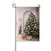 PKQWTM Hall Fireplace Arches Mirrors Christmas Wreath Tree Yard Decor Home Garden Flag Size 12x18 Inches