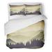 ZHANZZK 3 Piece Bedding Set Landscape of Misty Mountain Hills at Summer Filtered Cross Processed Retro and Focus Twin Size Duvet Cover with 2 Pillowcase for Home Bedding Room Decoration