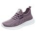 ZIZOCWA Women S Lace Up Sports Shoes Comfortable Mesh Soft Sole Flat Walking Shoes with Arch Support Slip On Casual Non-Slip Tennis Shoe Purple Size38