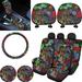 FKELYI Psychedelic Mushroom Car Seat Covers 11 Packs Easy to Install Automotive Seat Covers & Accessories with Car Cup Holder Headrest Cover Steering Wheel Covers Gear Shift Cover&Handbrake Cover