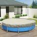 12 Ft Round Pool Cover For Above Ground Pools Swimming Pool Cover Protector Winter Safety Cover (Beige White Stripes)