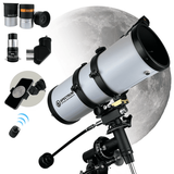 PolarLink 114EQ Refractor Telescope â€“ 114mm (4.49â€™â€™) aperture 500mm Focal Length Telescope - Manual German Equatorial Telescope â€“ Bonus Smartphone Adapter and remote shutter