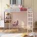 Full Size Metal Loft Bed with Desk and 2 Shelves for Kids' Bedroom - Space-Saving Furniture