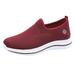 nsendm Women Sports Running Walking Shoes Womens Sneakers Breathable Slip-on Tennis Flats Mesh Comfort Fitness for Gym Outdoor Work Travel Wide Width Wedge Sneakers Women Plus Size Red 40
